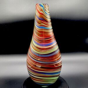 American Modern Alexander Kalifano Metallic Copper Swirl 16" Art Glass Vase